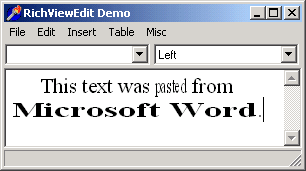 Pasted from MS Word Pasted from Microsoft Word